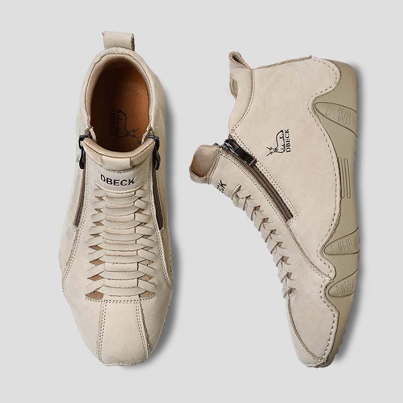 DBECK Men  Casual High Top Shoes Suede Hiking Lace-Up Boots Beige US12/EU46 NEW‎ Waterproof Unisex Outdoor Shoes-Hiking Camping & Driving  main image 4